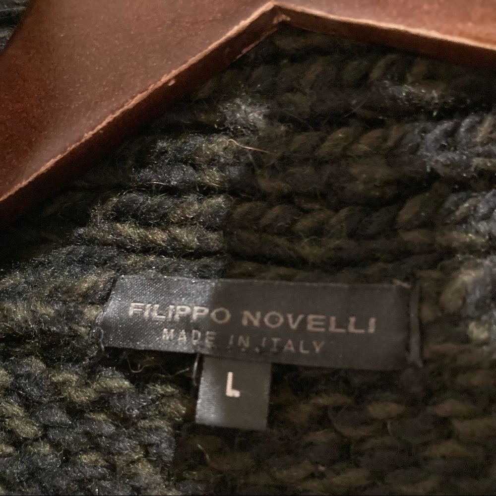 FILIPPO NOVELLI Sz L Wool  Blend Sailor Collar Sweater Thick Knit Super Soft - Picture 3 of 6